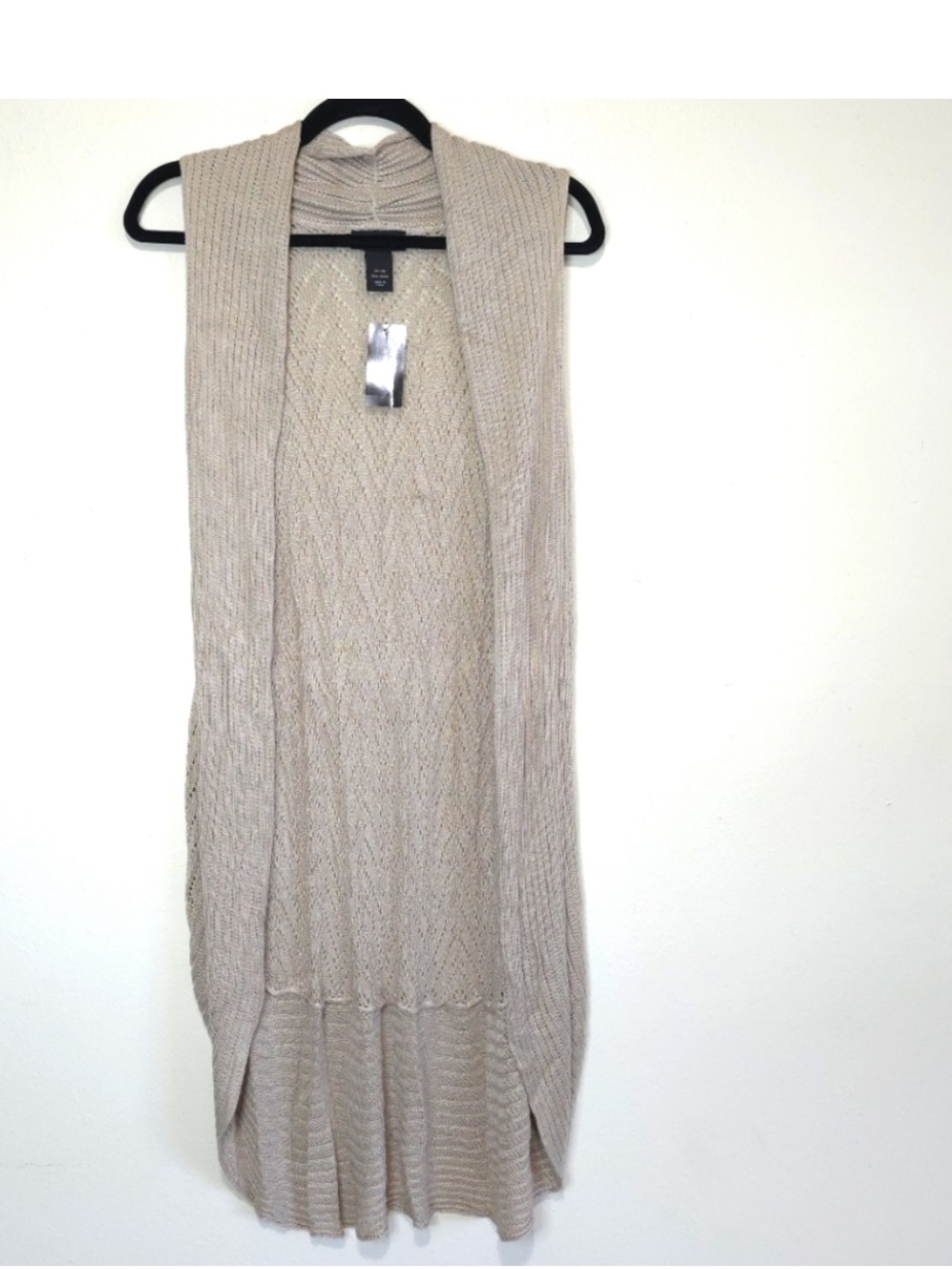Lane Bryant Open Knit Sleeveless Cardigan Duster Neutral Beige Earthy Size L/XL